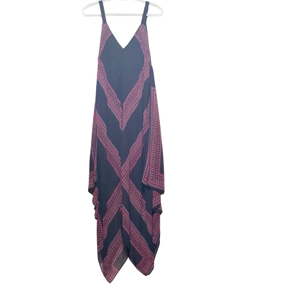 New Directions Women's Blue Purple Sleeveless Handkerchief Hemmed Dress Size L